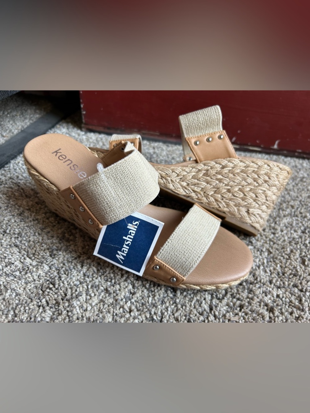 Kensie Beige Cream Espadrille Wedge Sandals